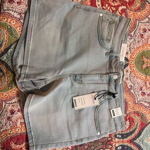 Judy Blue Light Blue Denim Shorts with Rainbow Stitching